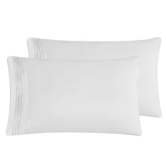 Embroidered Brushed Microfiber Pillowcases Set of 2