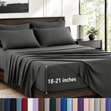 CozyLux Sheet Set 6-Piece, 21-Inch Deep Pocket, Soft Feel, Fits 18-21 Inch Mattresses, 4 Pillowcases, 90 GSM Lightweight Microfiber, 360° All-Around Elastic, OEKO-TEX