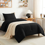 CozyLux Comforter Set 2/3 Pieces Solid Breathable Quilted Style Bedding Sets, Luxury Fluffy Soft Microfiber Down Alternative Comforter for All Seasons