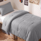 CozyLux Comforter Set 2/3 Pieces Solid Breathable Quilted Style Bedding Sets, Luxury Fluffy Soft Microfiber Down Alternative Comforter for All Seasons