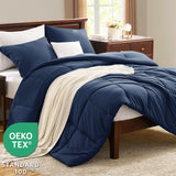 CozyLux Queen Comforter Set Black - 3 Pieces Box Stitched Comforters, Soft Bed Set for All Seasons, Lightweight Bedding Sets with 1 Down Alternative Comforter and 2 Pillow Shams