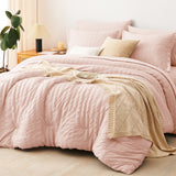 CozyLux Seersucker Bed in a Bag 5/7 Pieces All-Season Soft Comforter Sets