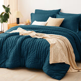 CozyLux Seersucker Bed in a Bag 5/7 Pieces All-Season Soft Comforter Sets