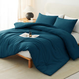CozyLux Comforter Set 2/3 Pieces Solid Breathable Quilted Style Bedding Sets, Luxury Fluffy Soft Microfiber Down Alternative Comforter for All Seasons