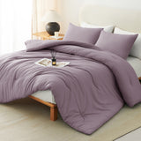 CozyLux Comforter Set 2/3 Pieces Solid Breathable Quilted Style Bedding Sets, Luxury Fluffy Soft Microfiber Down Alternative Comforter for All Seasons