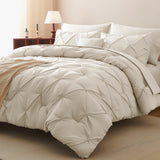 CozyLux King Size Comforter Set Black, 7 Pieces Pintuck Bed in A Bag Black Comforter King Size, Pinch Pleat Bedding Set with All Season Comforter, Sheets, Pillowcases & Shams