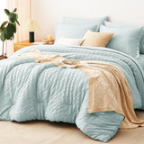 CozyLux Seersucker Bed in a Bag 5/7 Pieces All-Season Soft Comforter Sets