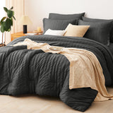 CozyLux Seersucker Bed in a Bag 5/7 Pieces All-Season Soft Comforter Sets