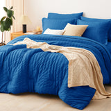 CozyLux Seersucker Bed in a Bag 5/7 Pieces All-Season Soft Comforter Sets