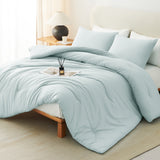 CozyLux Comforter Set 2/3 Pieces Solid Breathable Quilted Style Bedding Sets, Luxury Fluffy Soft Microfiber Down Alternative Comforter for All Seasons