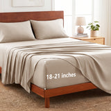 CozyLux 4-Piece Sheet Set, 21-Inch Extra Deep Pocket, Fits 18-21 Inch Mattresses with All-Around Elastic for a Secure Fit, OEKO-TEX Certified, Easy-Care Sheet Set for Everyday Use