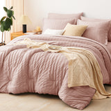 CozyLux Seersucker Bed in a Bag 5/7 Pieces All-Season Soft Comforter Sets