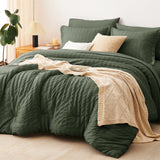 CozyLux Seersucker Bed in a Bag 5/7 Pieces All-Season Soft Comforter Sets