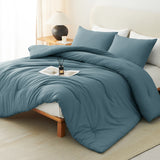 CozyLux Comforter Set 2/3 Pieces Solid Breathable Quilted Style Bedding Sets, Luxury Fluffy Soft Microfiber Down Alternative Comforter for All Seasons