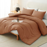 CozyLux Comforter Set 2/3 Pieces Solid Breathable Quilted Style Bedding Sets, Luxury Fluffy Soft Microfiber Down Alternative Comforter for All Seasons