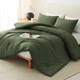 CozyLux Comforter Set 2/3 Pieces Solid Breathable Quilted Style Bedding Sets, Luxury Fluffy Soft Microfiber Down Alternative Comforter for All Seasons