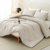 CozyLux Comforter Set 2/3 Pieces Solid Breathable Quilted Style Bedding Sets, Luxury Fluffy Soft Microfiber Down Alternative Comforter for All Seasons