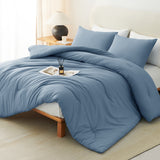 CozyLux Comforter Set 2/3 Pieces Solid Breathable Quilted Style Bedding Sets, Luxury Fluffy Soft Microfiber Down Alternative Comforter for All Seasons
