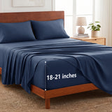CozyLux 4-Piece Sheet Set, 21-Inch Extra Deep Pocket, Fits 18-21 Inch Mattresses with All-Around Elastic for a Secure Fit, OEKO-TEX Certified, Easy-Care Sheet Set for Everyday Use