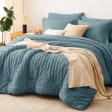 CozyLux Seersucker Bed in a Bag 5/7 Pieces All-Season Soft Comforter Sets