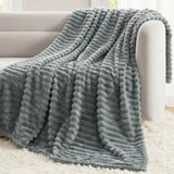CozyLux Throw Blanket for Couch/bed, Ribbed Fleece, Soft Lightweight 300 GSM Layer for Couch and Lap Use, OEKO-TEX Certified, Machine Washable, All-Season Use