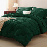 CozyLux King Size Comforter Set Black, 7 Pieces Pintuck Bed in A Bag Black Comforter King Size, Pinch Pleat Bedding Set with All Season Comforter, Sheets, Pillowcases & Shams