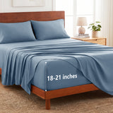 CozyLux 4-Piece Sheet Set, 21-Inch Extra Deep Pocket, Fits 18-21 Inch Mattresses with All-Around Elastic for a Secure Fit, OEKO-TEX Certified, Easy-Care Sheet Set for Everyday Use