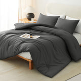 CozyLux Comforter Set 2/3 Pieces Solid Breathable Quilted Style Bedding Sets, Luxury Fluffy Soft Microfiber Down Alternative Comforter for All Seasons