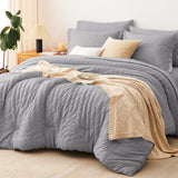CozyLux Seersucker Bed in a Bag 5/7 Pieces All-Season Soft Comforter Sets