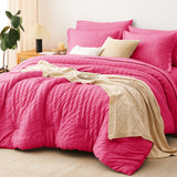 CozyLux Seersucker Bed in a Bag 5/7 Pieces All-Season Soft Comforter Sets