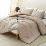 CozyLux Comforter Set 2/3 Pieces Solid Breathable Quilted Style Bedding Sets, Luxury Fluffy Soft Microfiber Down Alternative Comforter for All Seasons
