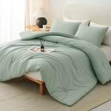 CozyLux Comforter Set 2/3 Pieces Solid Breathable Quilted Style Bedding Sets, Luxury Fluffy Soft Microfiber Down Alternative Comforter for All Seasons