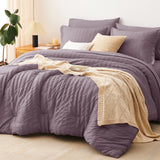 CozyLux Seersucker Bed in a Bag 5/7 Pieces All-Season Soft Comforter Sets