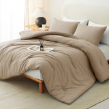 CozyLux Comforter Set 2/3 Pieces Solid Breathable Quilted Style Bedding Sets, Luxury Fluffy Soft Microfiber Down Alternative Comforter for All Seasons