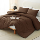 CozyLux Comforter Set 2/3 Pieces Solid Breathable Quilted Style Bedding Sets, Luxury Fluffy Soft Microfiber Down Alternative Comforter for All Seasons