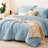 CozyLux Seersucker Bed in a Bag 5/7 Pieces All-Season Soft Comforter Sets