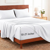 CozyLux 4-Piece Sheet Set, 21-Inch Extra Deep Pocket, Fits 18-21 Inch Mattresses with All-Around Elastic for a Secure Fit, OEKO-TEX Certified, Easy-Care Sheet Set for Everyday Use