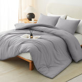 CozyLux Comforter Set 2/3 Pieces Solid Breathable Quilted Style Bedding Sets, Luxury Fluffy Soft Microfiber Down Alternative Comforter for All Seasons