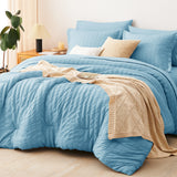 CozyLux Seersucker Bed in a Bag 5/7 Pieces All-Season Soft Comforter Sets