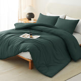 CozyLux Comforter Set 2/3 Pieces Solid Breathable Quilted Style Bedding Sets, Luxury Fluffy Soft Microfiber Down Alternative Comforter for All Seasons