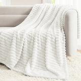 CozyLux Throw Blanket for Couch/bed, Ribbed Fleece, Soft Lightweight 300 GSM Layer for Couch and Lap Use, OEKO-TEX Certified, Machine Washable, All-Season Use