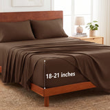 CozyLux 4-Piece Sheet Set, 21-Inch Extra Deep Pocket, Fits 18-21 Inch Mattresses with All-Around Elastic for a Secure Fit, OEKO-TEX Certified, Easy-Care Sheet Set for Everyday Use