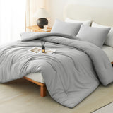 CozyLux Comforter Set 2/3 Pieces Solid Breathable Quilted Style Bedding Sets, Luxury Fluffy Soft Microfiber Down Alternative Comforter for All Seasons