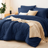 CozyLux Seersucker Bed in a Bag 5/7 Pieces All-Season Soft Comforter Sets