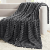 CozyLux Throw Blanket for Couch/bed, Ribbed Fleece, Soft Lightweight 300 GSM Layer for Couch and Lap Use, OEKO-TEX Certified, Machine Washable, All-Season Use