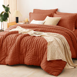 CozyLux Seersucker Bed in a Bag 5/7 Pieces All-Season Soft Comforter Sets