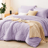 CozyLux Seersucker Bed in a Bag 5/7 Pieces All-Season Soft Comforter Sets