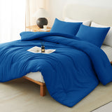 CozyLux Comforter Set 2/3 Pieces Solid Breathable Quilted Style Bedding Sets, Luxury Fluffy Soft Microfiber Down Alternative Comforter for All Seasons