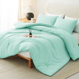 CozyLux Comforter Set 2/3 Pieces Solid Breathable Quilted Style Bedding Sets, Luxury Fluffy Soft Microfiber Down Alternative Comforter for All Seasons