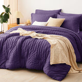 CozyLux Seersucker Bed in a Bag 5/7 Pieces All-Season Soft Comforter Sets